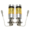 2X H3 100W 2828SMD LED Fog Light Bulbs Yellow for Car (12-24V)