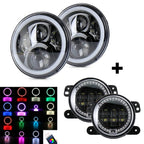 7" LED Headlights & 4" Fog Lights for Jeep Wrangler JK (1997-2017)