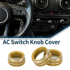 Set of 3 AC Climate Heater Switch Knob Cover Rings for Audi A3 8V (2014–2020) Gold Tone