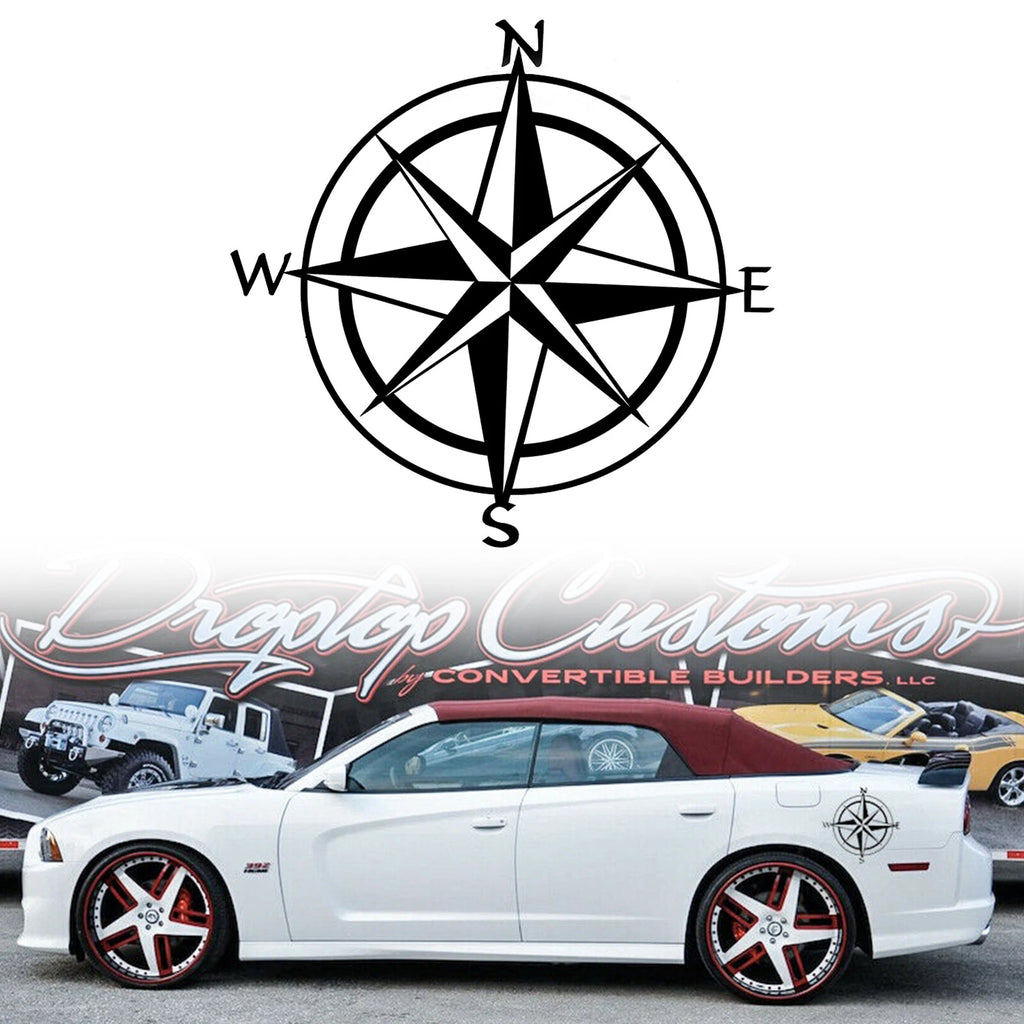 Nautical Compass Die-Cut Graphic Decal Sticker for Jeep Ford Chevy (—)