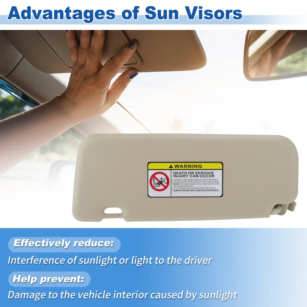 Right Side Sun Visor for Hyundai Accent (2011–2015) No. 85220-1R000 Beige