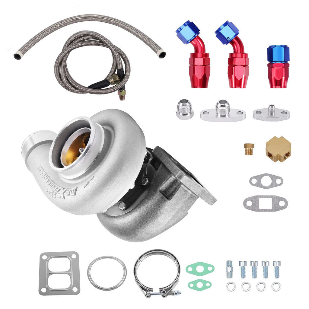 GT45 T4 V-band Billet Turbo 1.05 A/R 600+HP w/ Oil Return Feed Line Kit