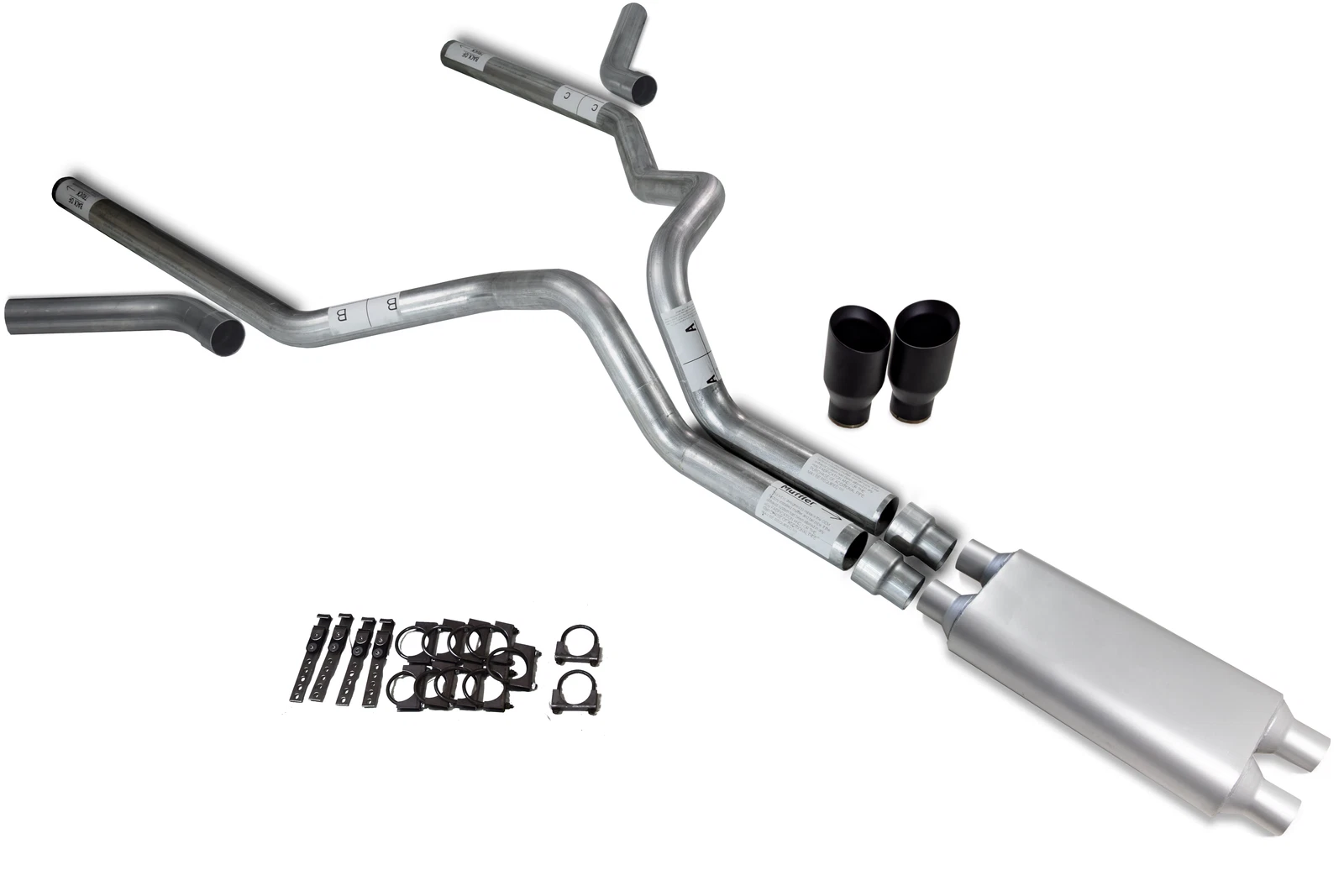 3" Dual Exhaust for Chevy GMC 2500 (2000–2006) - Dual Inlet, 2 Chamber, Black Tip