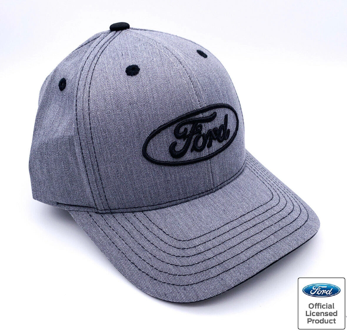 Licensed Ford Oval Logo Hat Gray Heather Twill for Ford Vehicles (Universal)