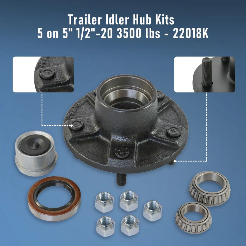 Trailer Idler Hub Kit for FIT Axle 3500 lbs (5 on 5")