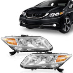 Set of 2 Chrome Headlights for Honda Civic (2012–2015)