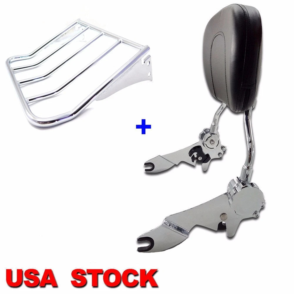 Adjustable Sissy Bar Backrest with Luggage Rack for Harley Davidson (2009–2021)