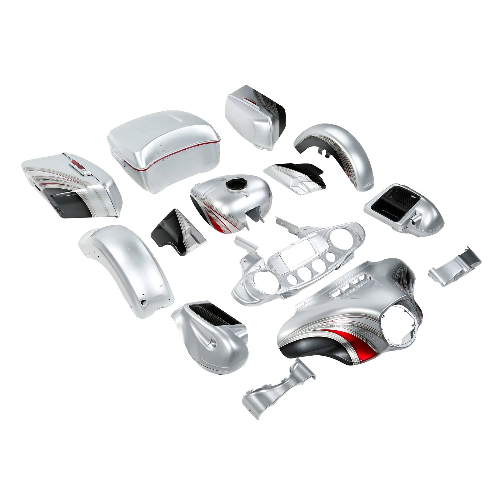 Fairing Body Kit for Harley CVO Street Glide (2014–2023) Candy Red/Silver
