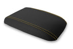 Leather Console Lid Armrest Cover for Ford Mustang (1987–1993) Black Yellow Stitch