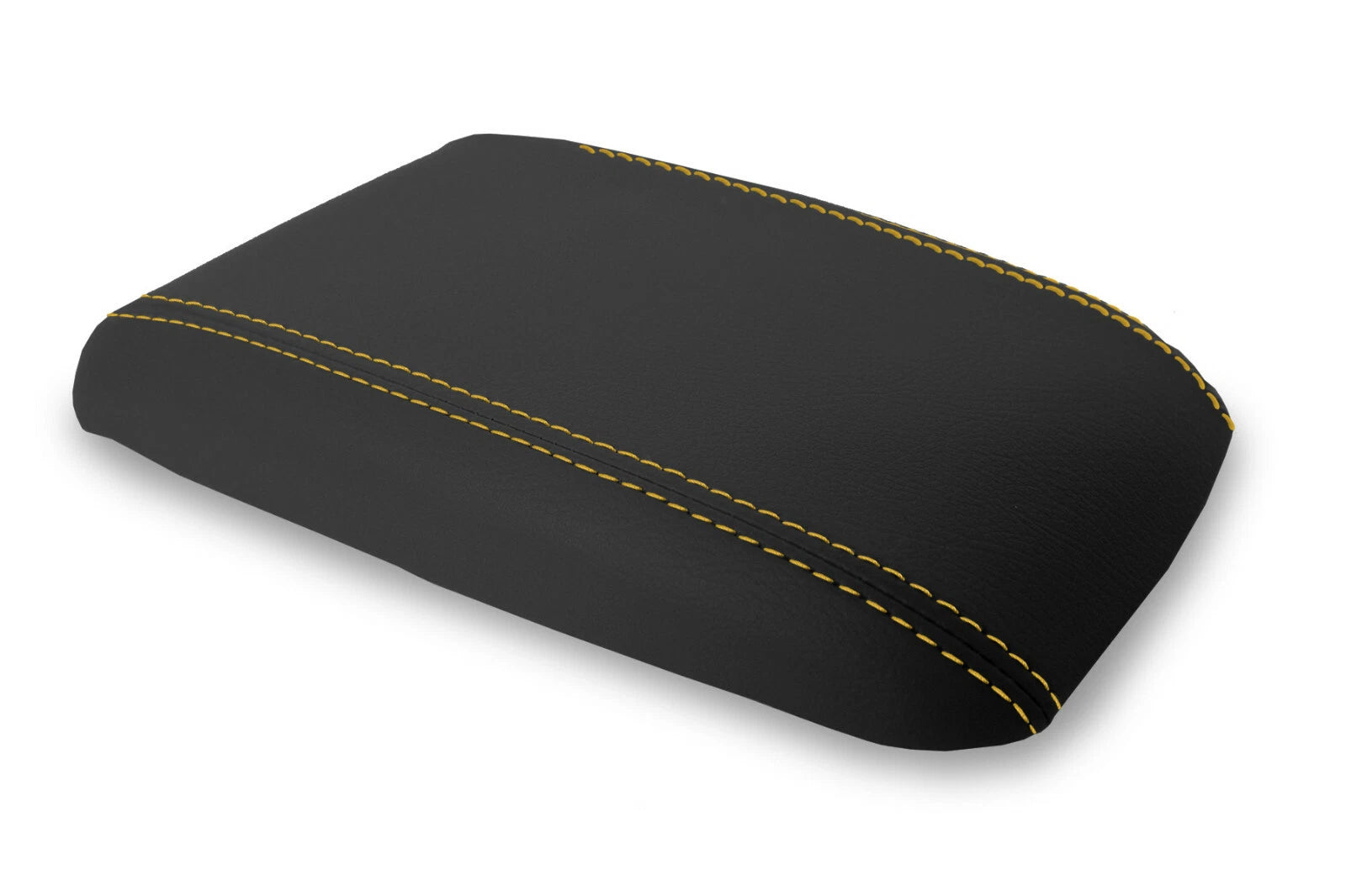 Leather Console Lid Armrest Cover for Ford Mustang (1987–1993) Black Yellow Stitch