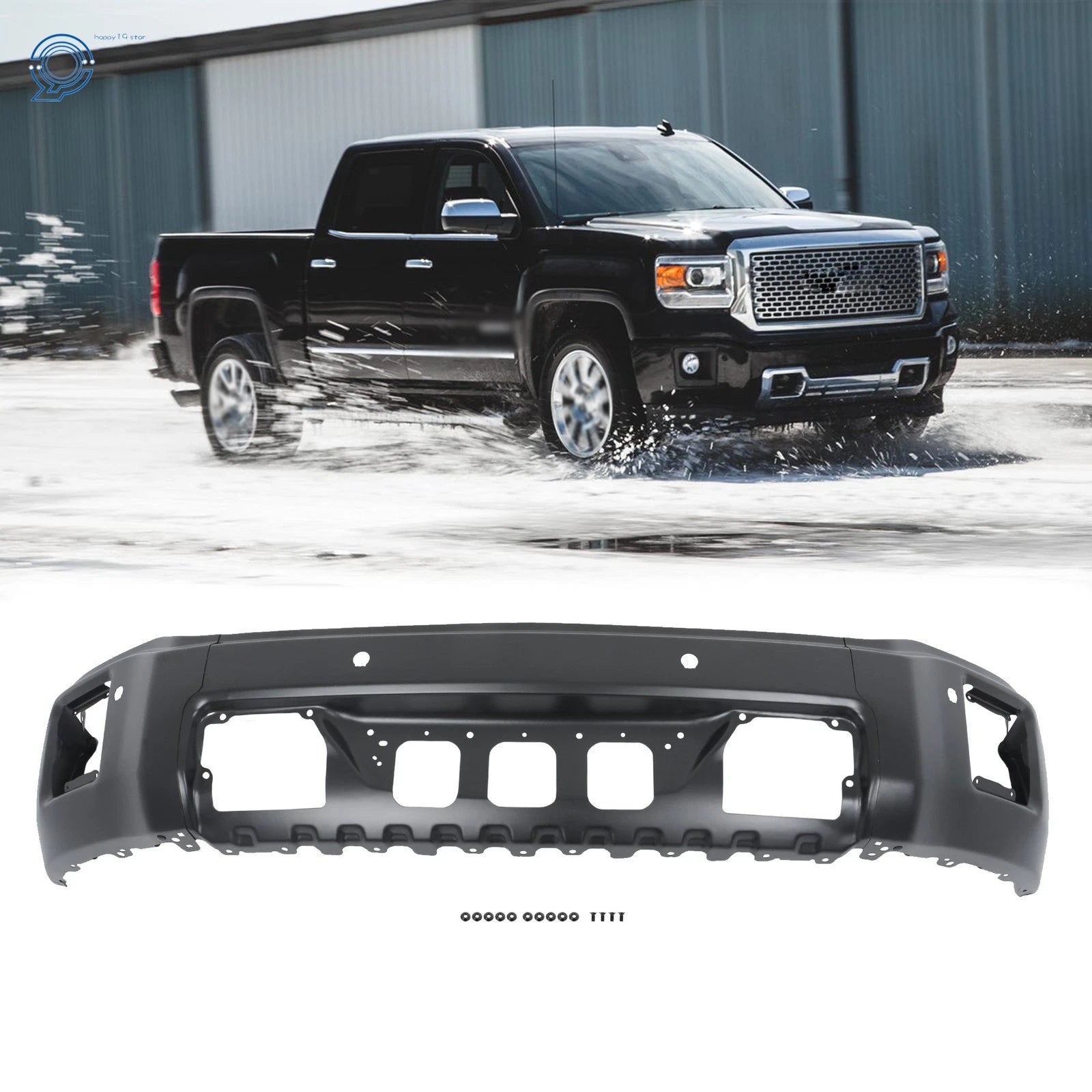 Steel Black Front Bumper with Sensor Hole for GMC Sierra 1500 (2014–2015)