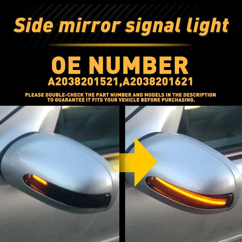 2X Smoke LED Side Mirror Turn Signal Light for Mercedes W203 C-Class (2000–2007)