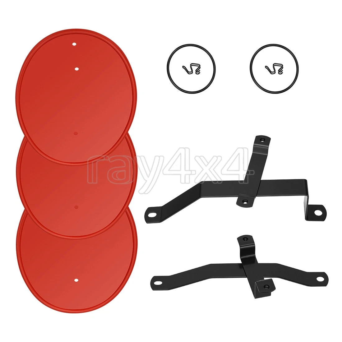 3 Red Number Plate & Bracket Kit for Honda Z50 Z50R (1979–1987) w/ Clips & Bands