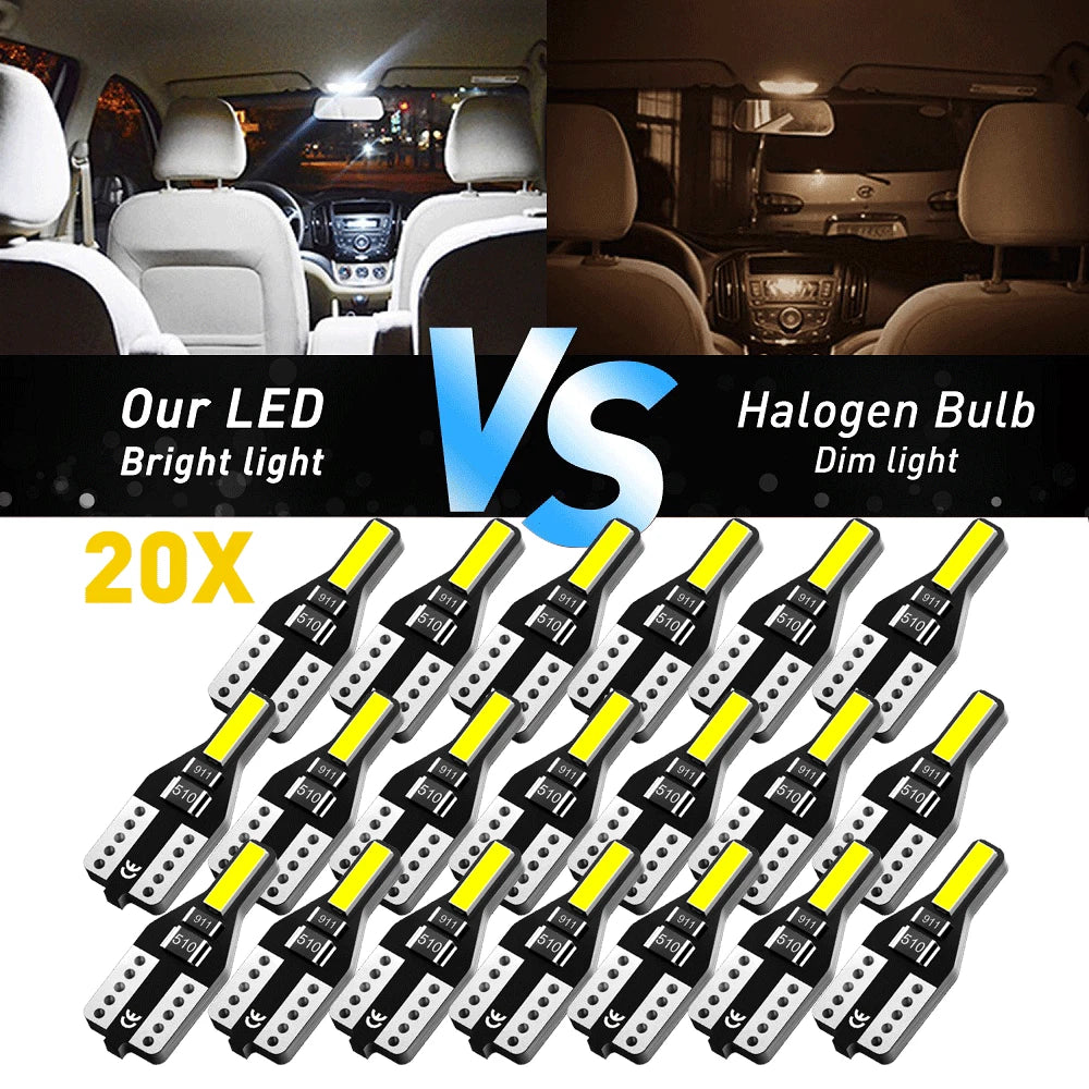 AUXITO T10 168 194 LED Interior Light Bulb for Various Vehicles (6000K White)