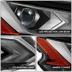 Right Side Chrome Amber LED Projector Headlight for Nissan Altima (2019–2022)