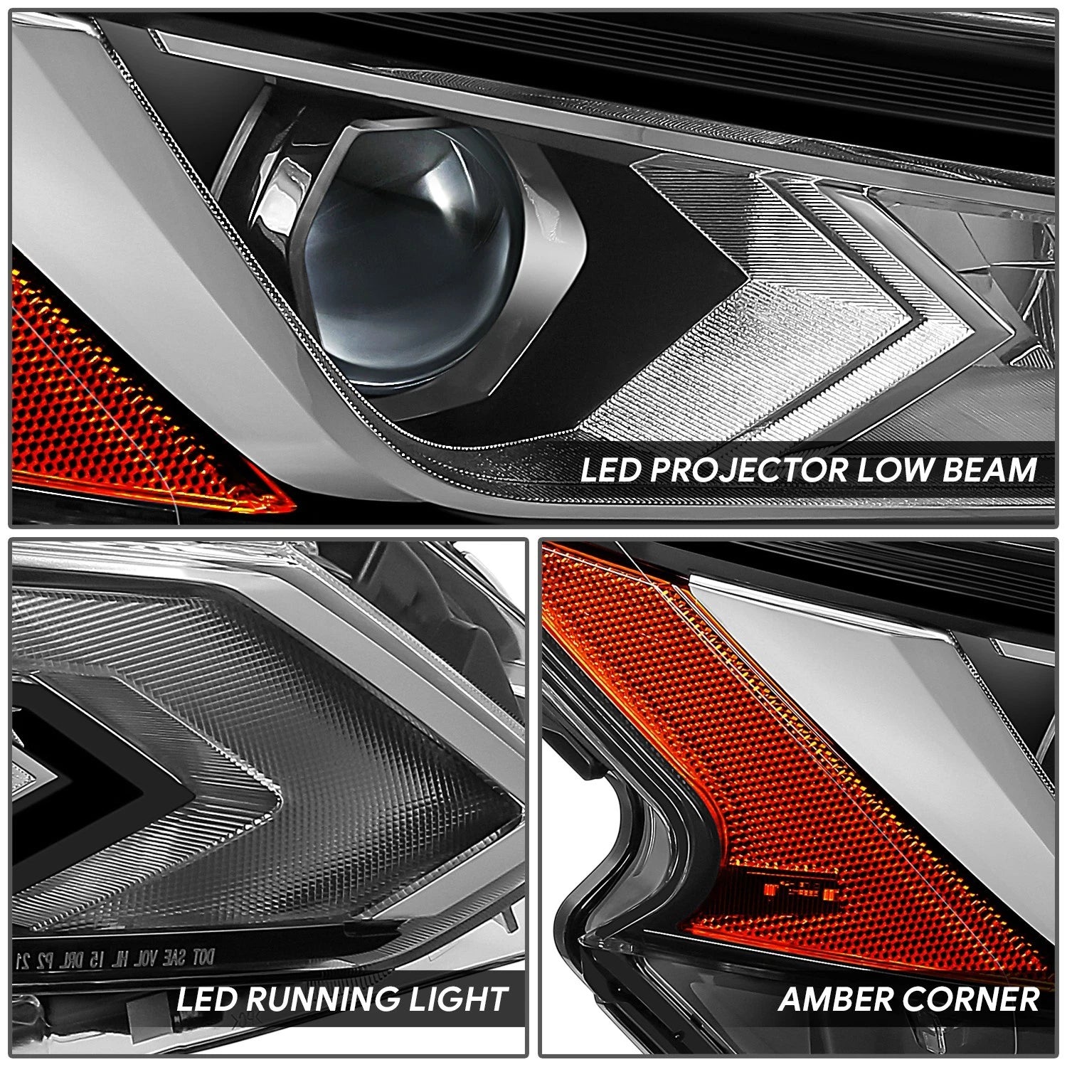 Right Side Chrome Amber LED Projector Headlight for Nissan Altima (2019–2022)