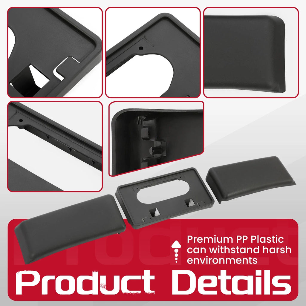 Front Bumper License Plate Bracket + Guards Pads Cap for Ford F150 (2009–2014)