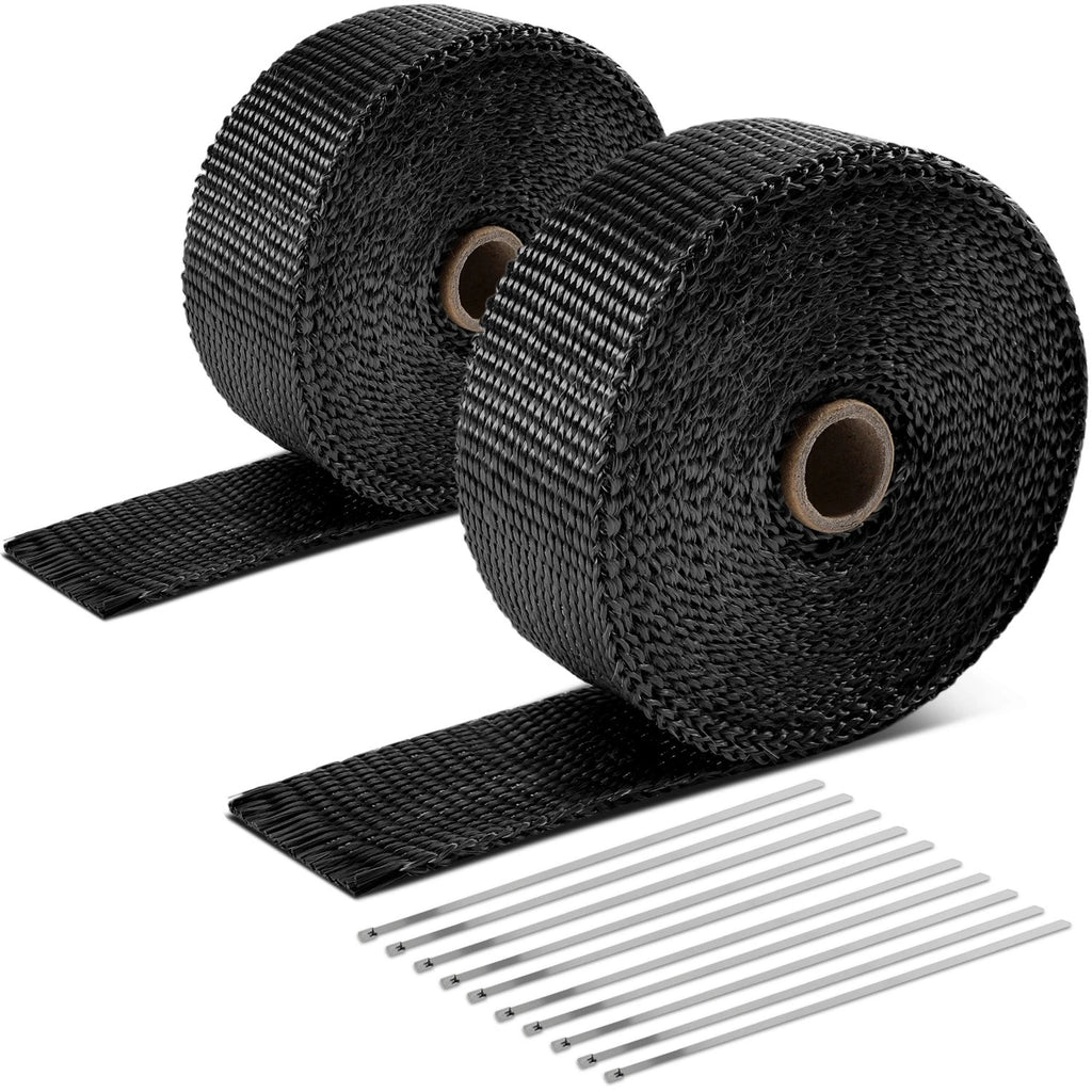 2" Wide Black Fiberglass Exhaust Header Wrap for Universal (30ft)