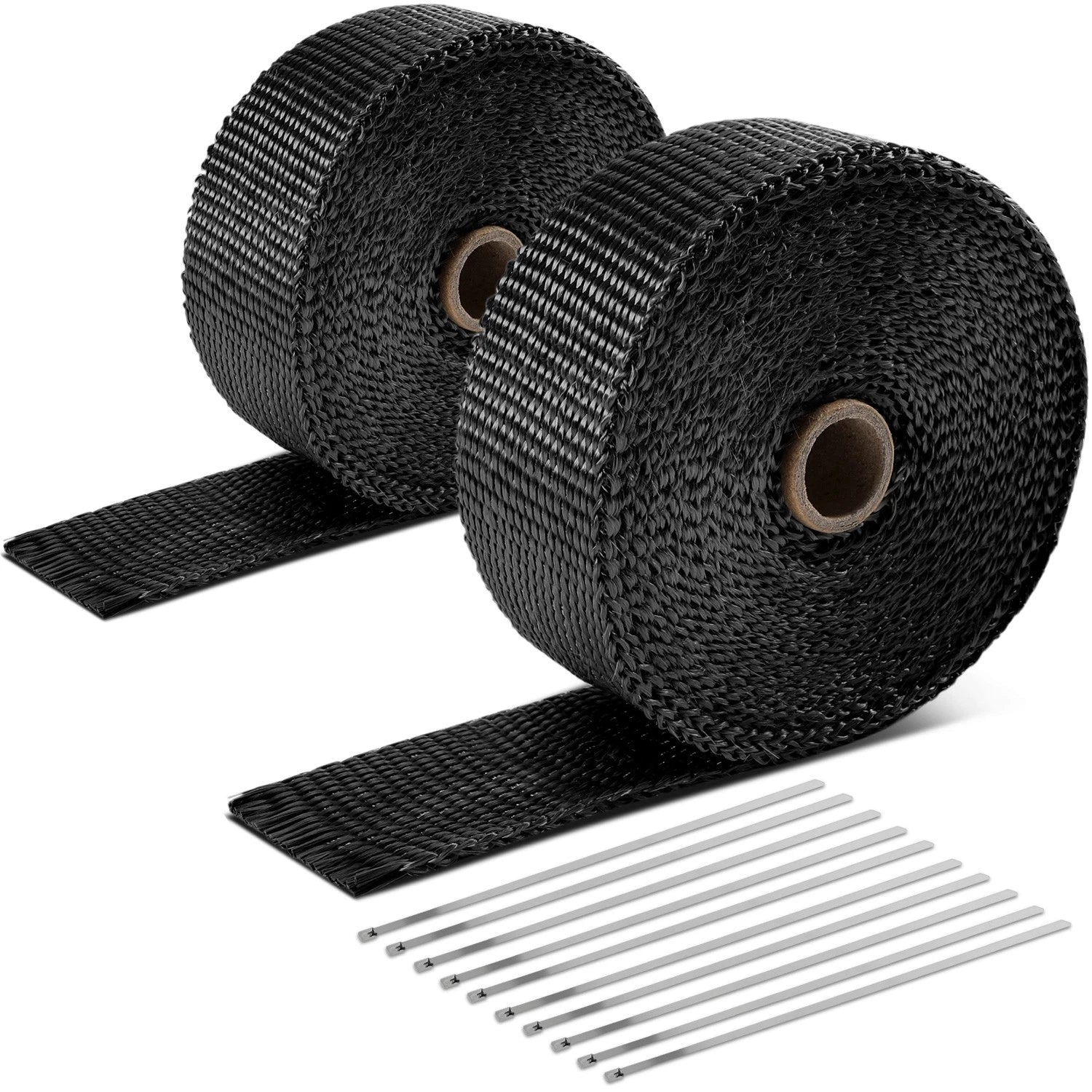 2" Wide Black Fiberglass Exhaust Header Wrap for Universal (30ft)