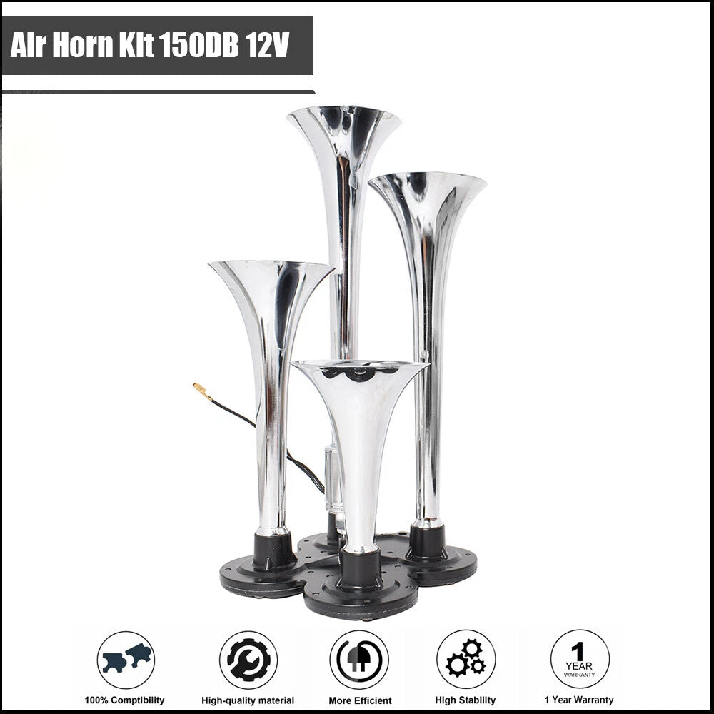 Quad Trumpet Air Horn Kit for Semi Truck (12V)