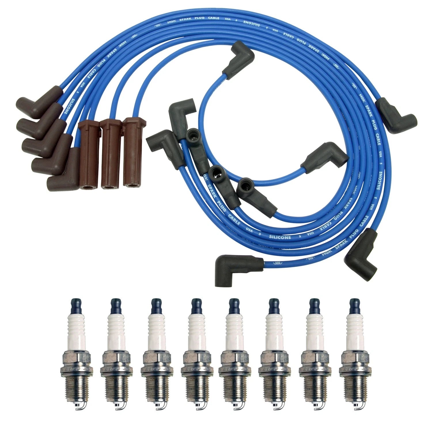 NGK 7mm Wire Set & Denso Spark Plug Kit for Chevrolet Camaro (1993–2002)