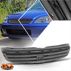 Matte Black Horizontal Slats Grille for Honda Civic Sedan (1999–2000)