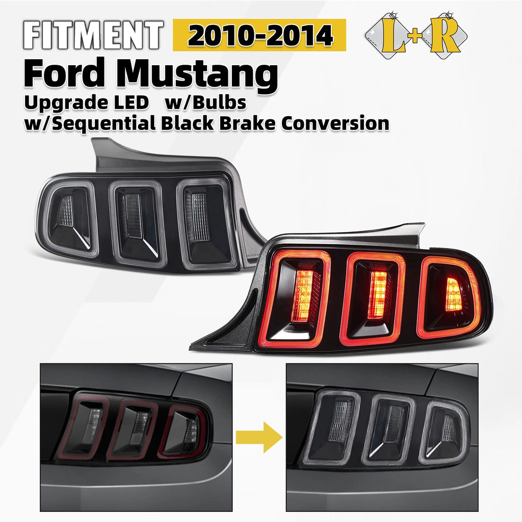 LED Tail Lights for Ford Mustang (2010–2014) w/Sequential Black Brake Pair