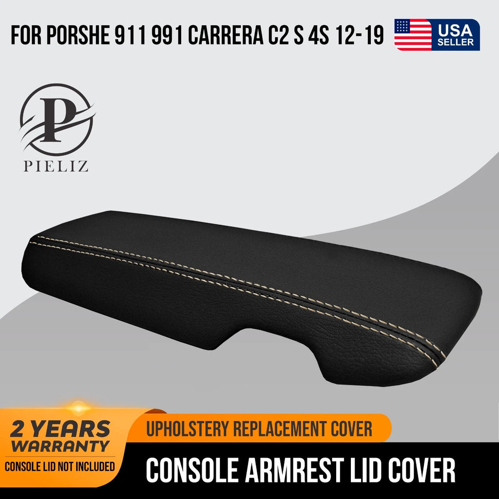 Console Lid Armrest Cover for Porsche 911 991 Carrera (2012–2019) Beige Stitch