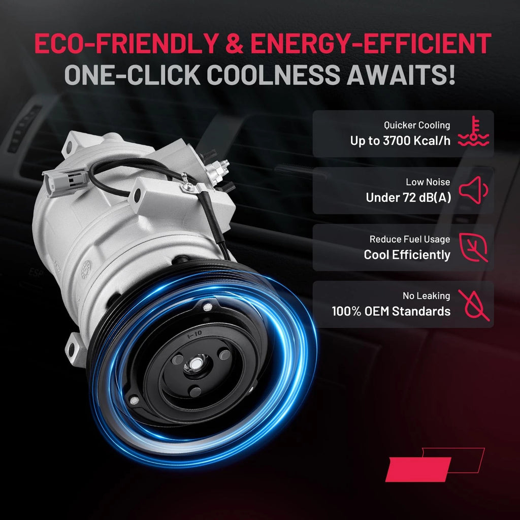 AC Compressor with Clutch and 6-Groove Pulley for Odyssey (1999–2004), MDX (2001–2002)