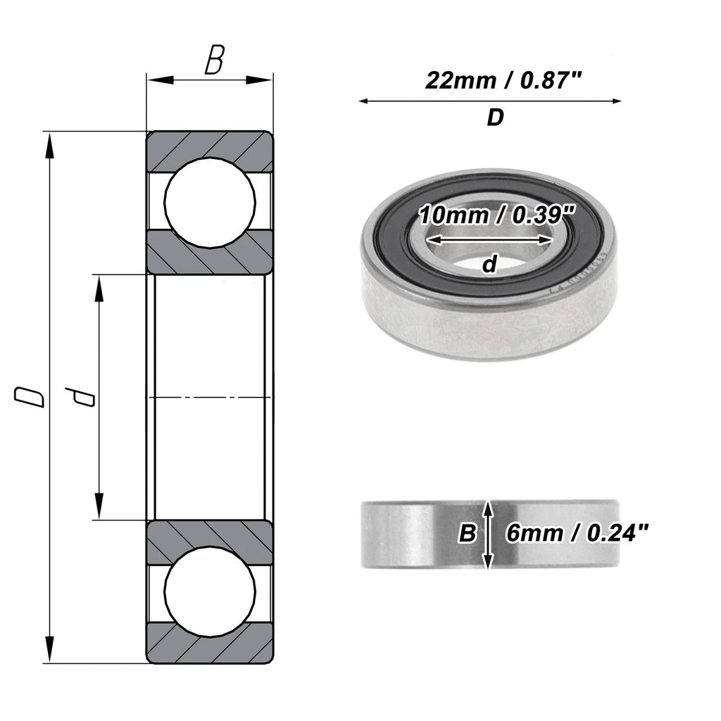 6900DDU Deep Groove Ball Bearing for Scooter Skateboard Wheel (10x22x6mm)