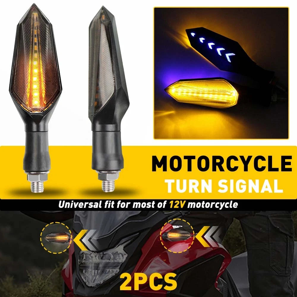 2X LED Amber Blue Turn Signals for Motorcycle (Dynamic Blinker)