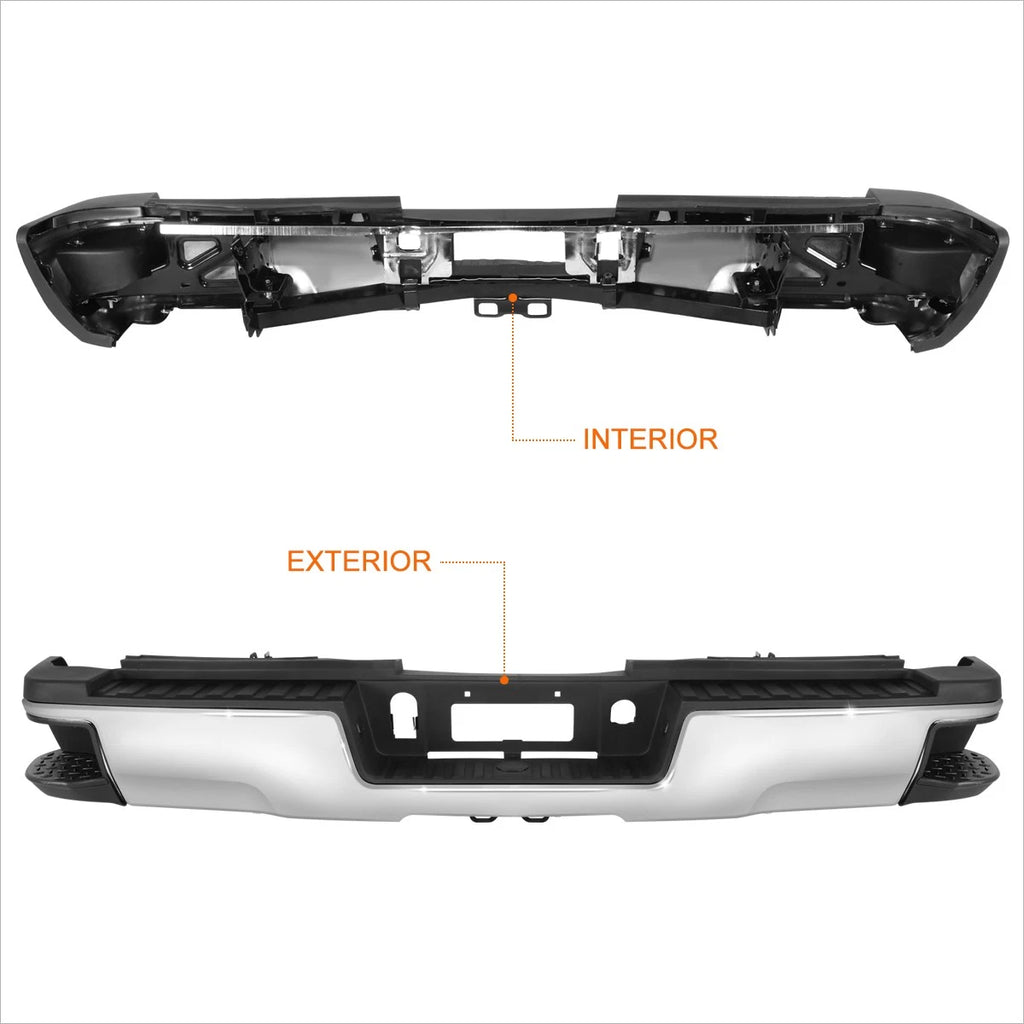 Rear Bumper with License Plate Lights for Silverado/Sierra 2500HD 3500HD (2015–2019)