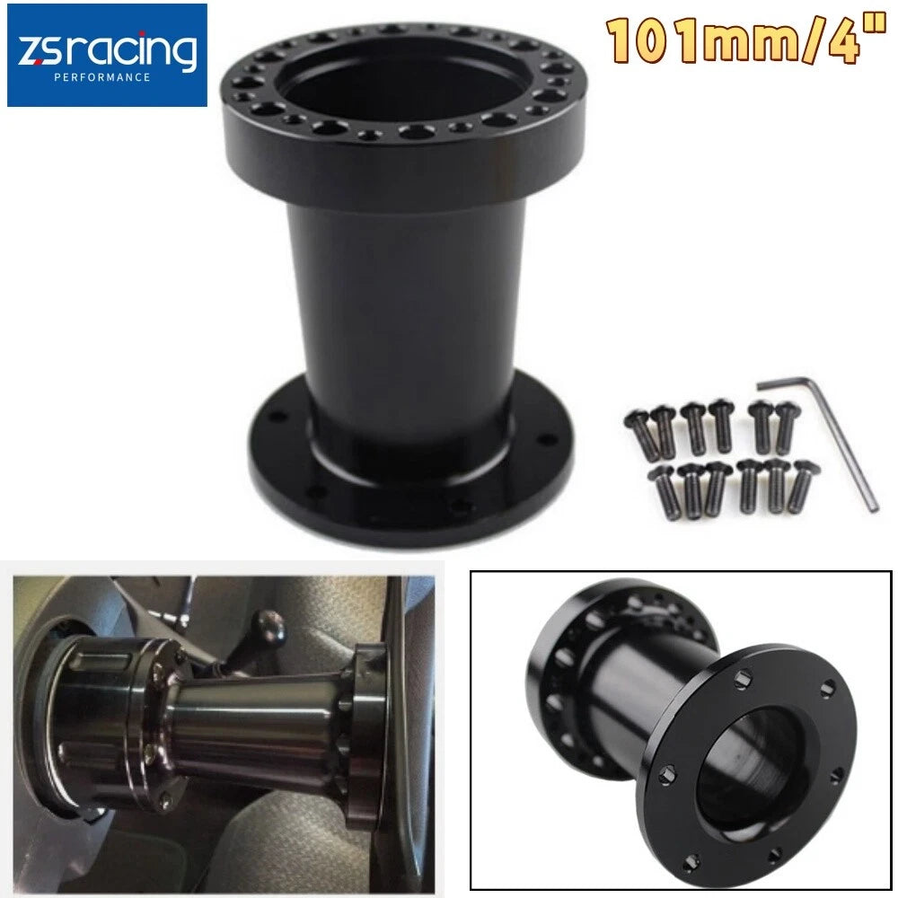 4" Black Durable Car Racing Steering Wheel Hub Spacer Adapter