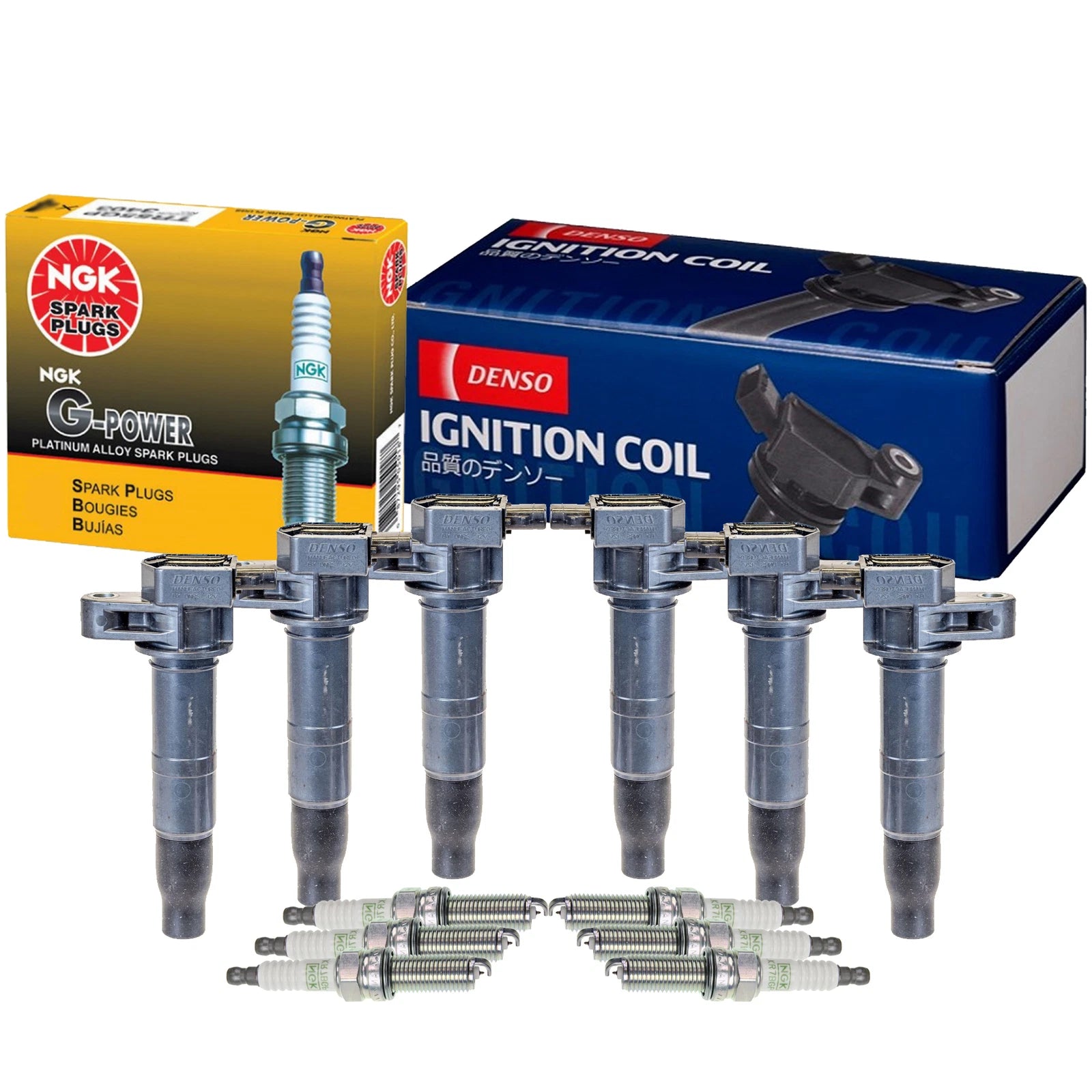 Set of 6 Denso COP Ignition Coils & NGK G-Power Spark Plugs for Hyundai Kia