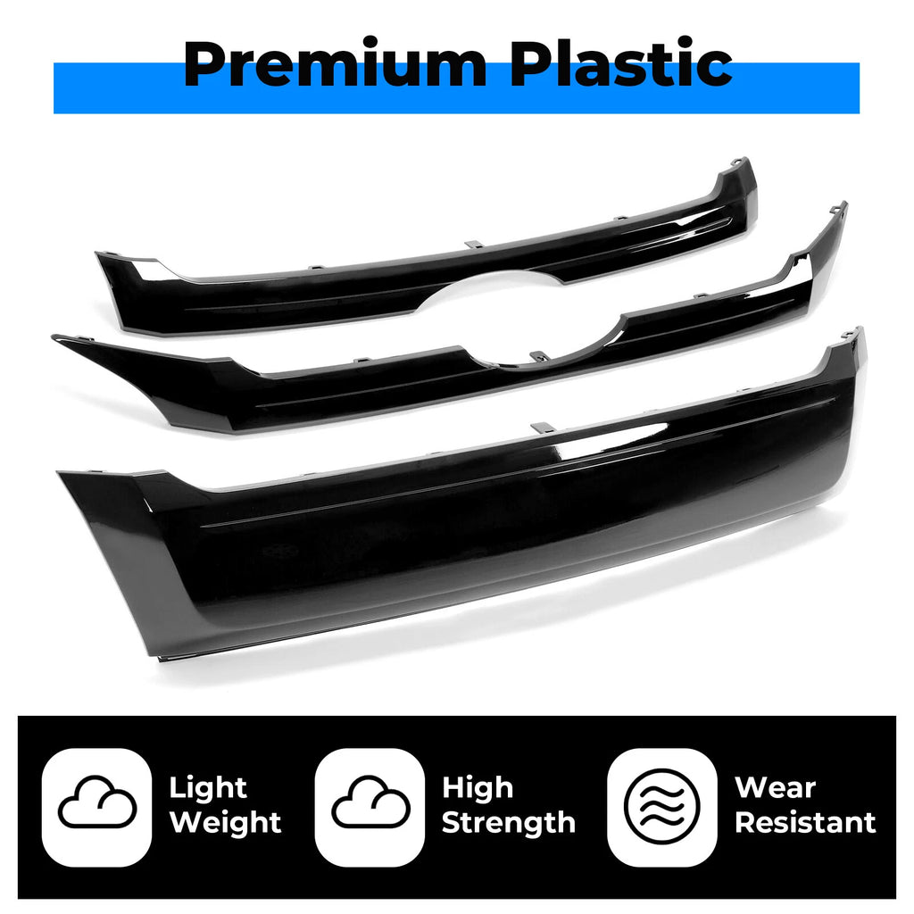 3PCS Glossy Black ABS Front Bumper Grille Trim Molding for Ford Edge (2011–2014)