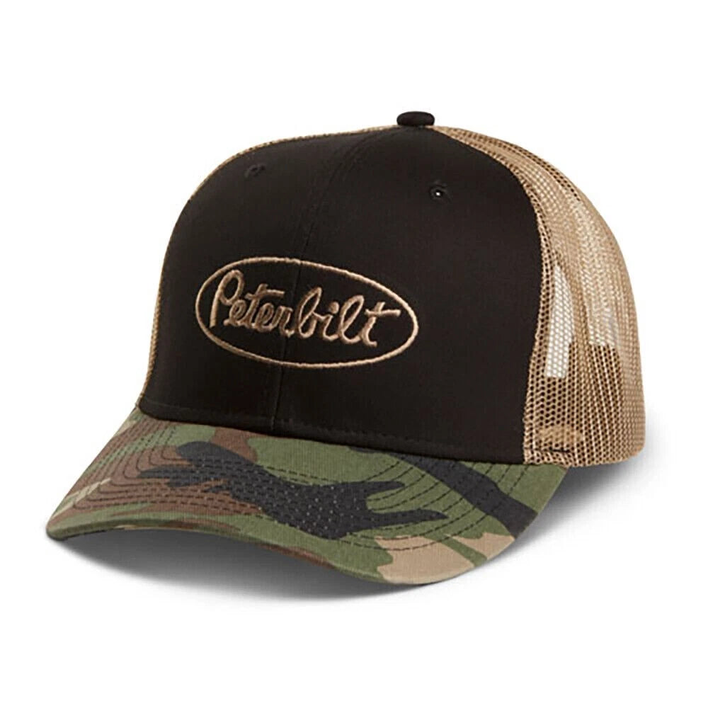Snapback Hat for Peterbilt Trucks (Black & Gold Camo)
