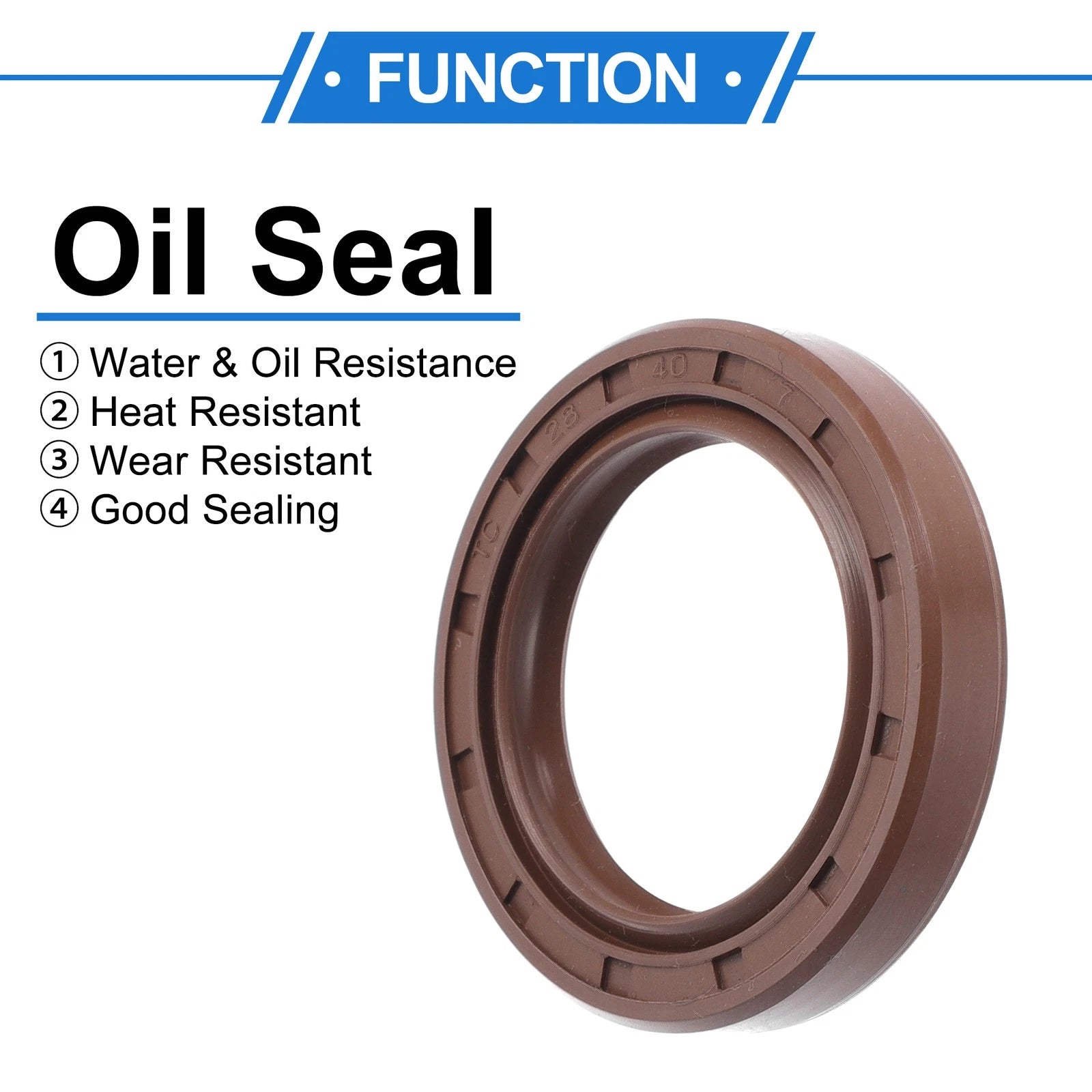 Set of 2 Oil Seal Rotary Shaft Seal FKM Rubber 28x40x7mm
