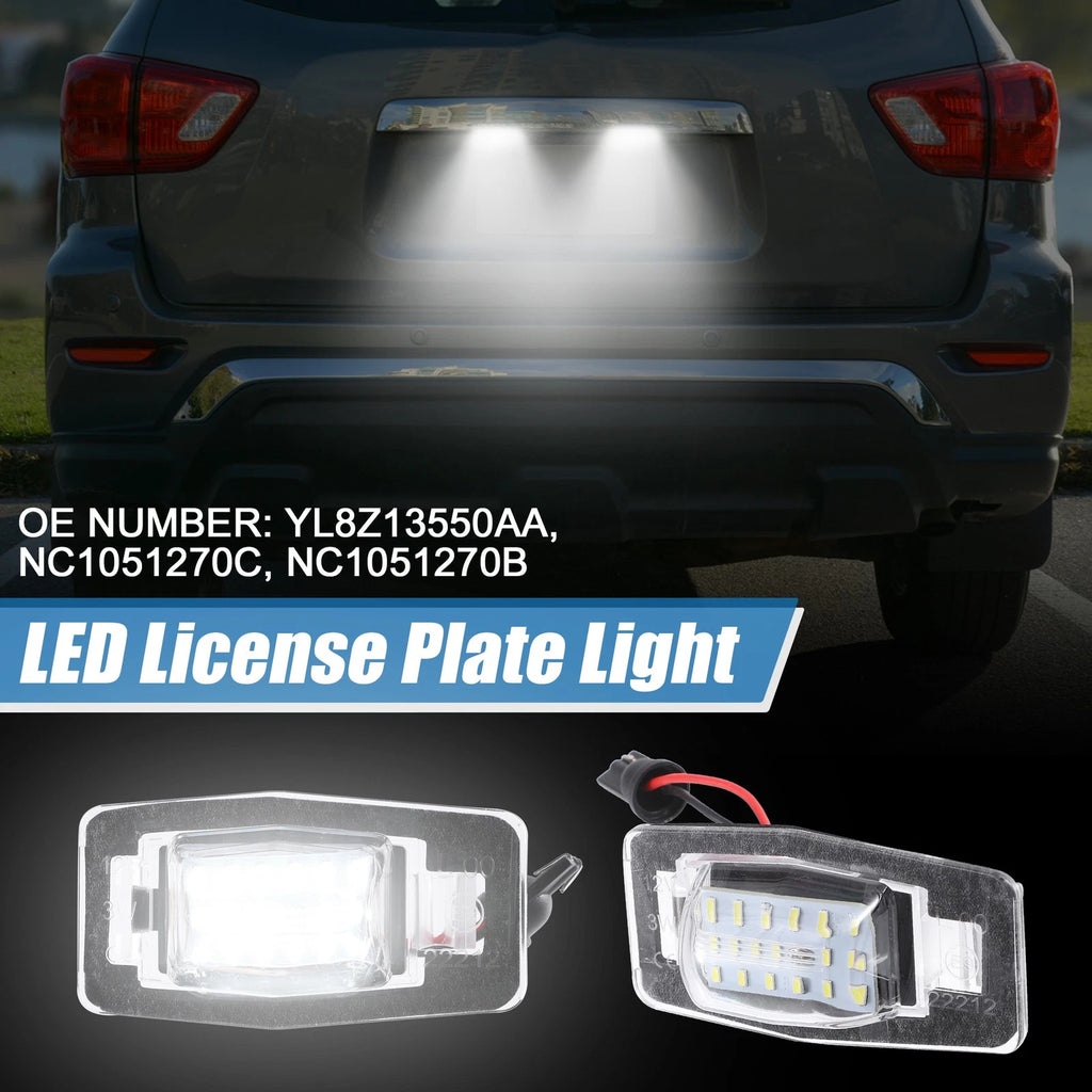 2X White LED License Plate Light Assembly YL8Z13550AA 2835SMD for Mazda