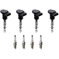 Set of 4 Ignition Coils & NGK V-Power Spark Plugs for Audi A4 TT Quattro Golf Passat