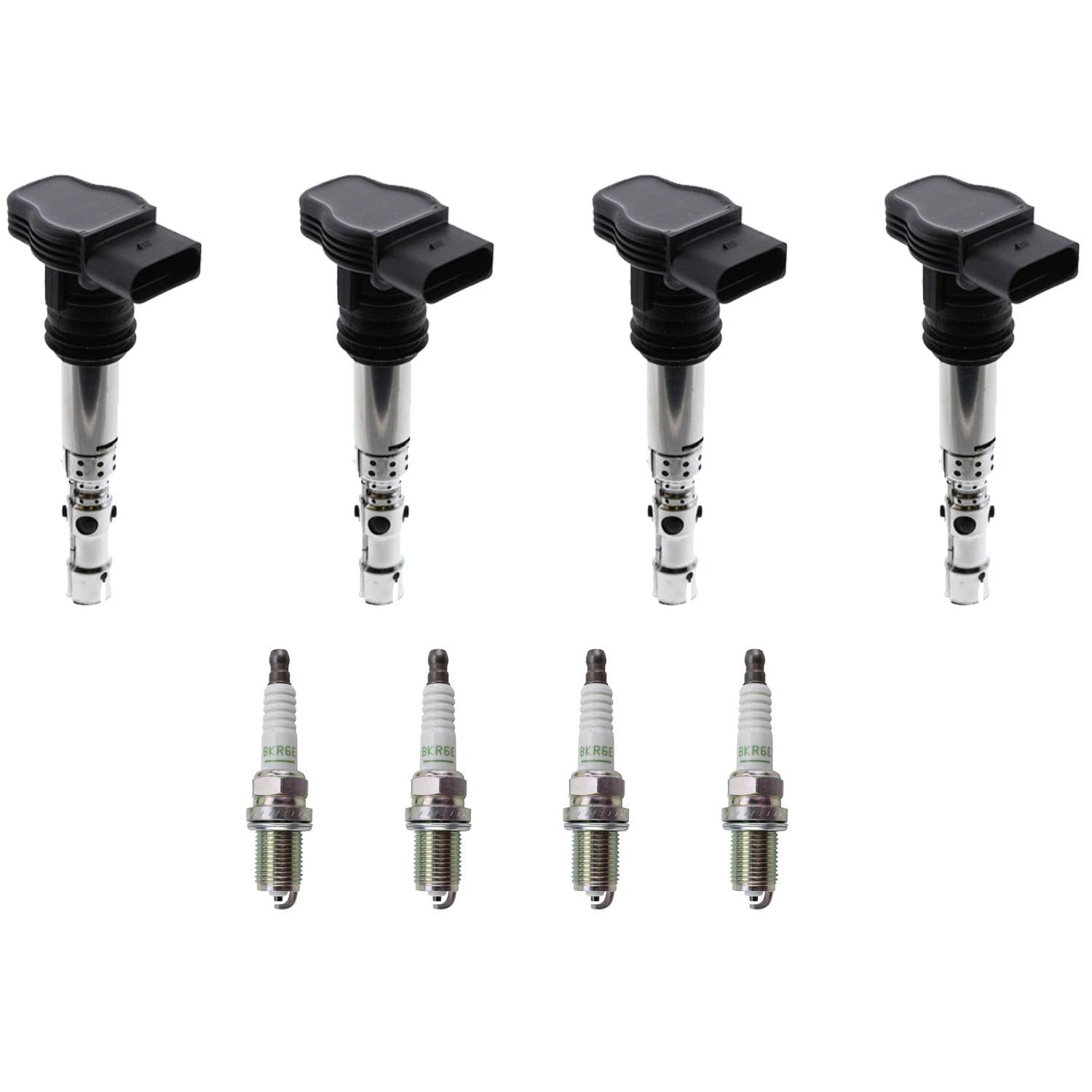 Set of 4 Ignition Coils & NGK V-Power Spark Plugs for Audi A4 TT Quattro Golf Passat