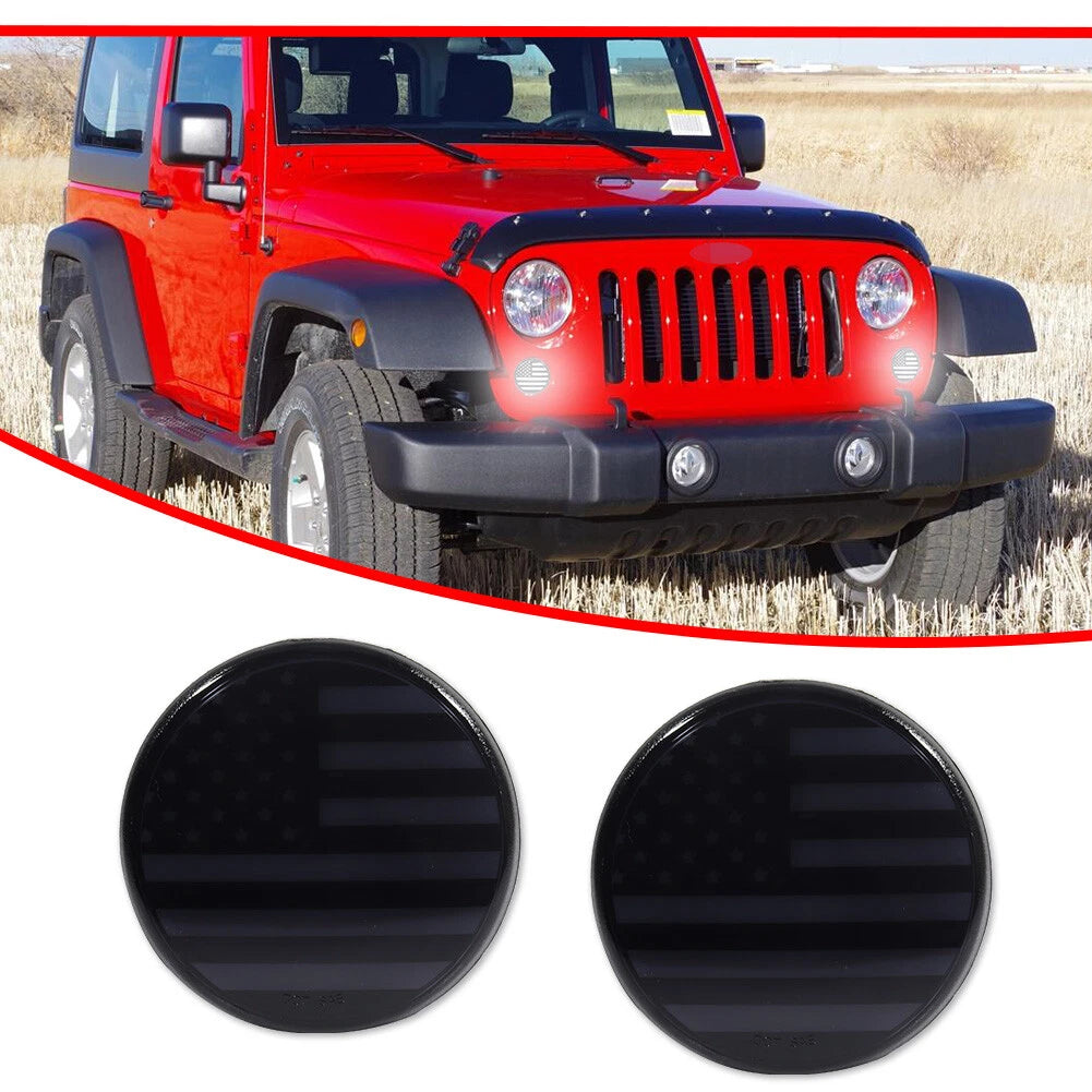 US Flag LED DRL Amber Signal Smoked Lights for Jeep Wrangler JK (2007–2018)