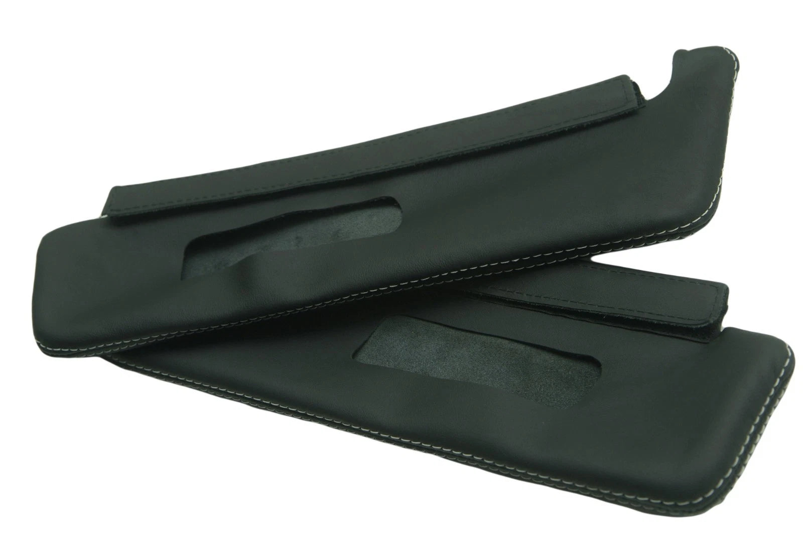 Sunvisor Covers for Chevrolet Camaro (2010–2015) - Leather Synthetic, White Stitch