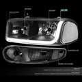 LED Tube Headlights for GMC Sierra (2001–2007) Black/Clear Bumper Lamp
