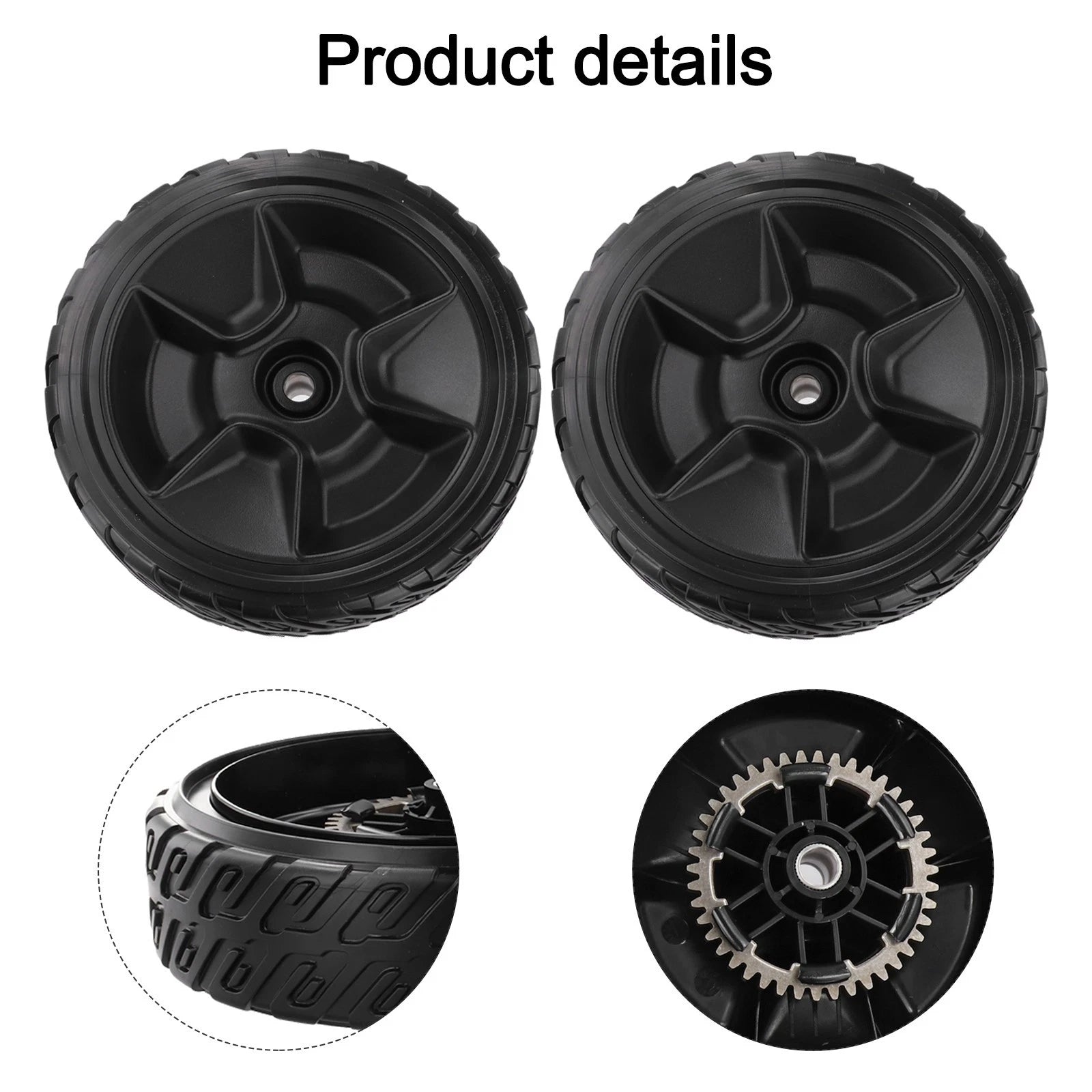 Set of 2 Lawn Mower Wheels and 12 Teeth Drive Gear for Honda