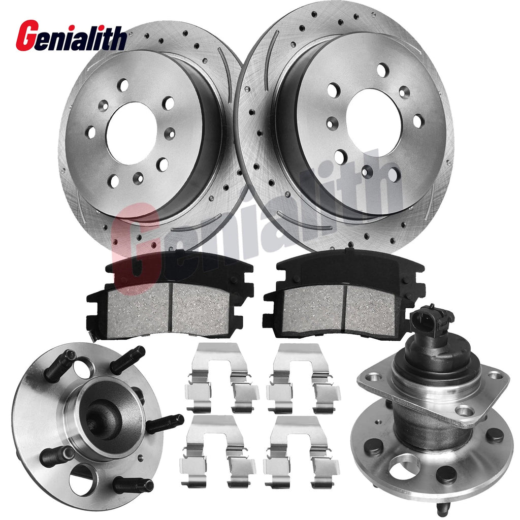 Set of 4 Drilled Slotted Brake Rotors & Ceramic Pads for Chevy Impala