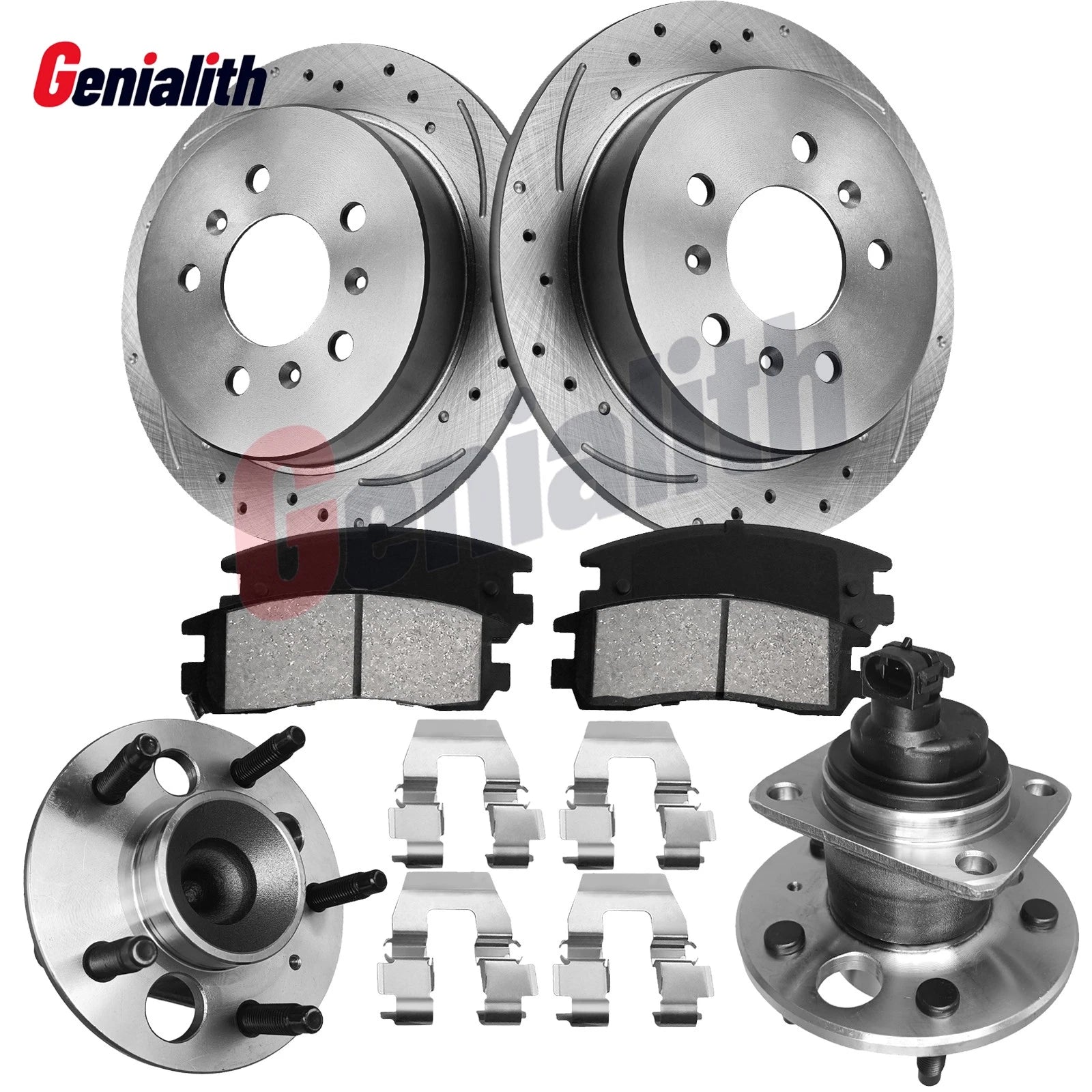 Set of 4 Drilled Slotted Brake Rotors & Ceramic Pads for Chevy Impala