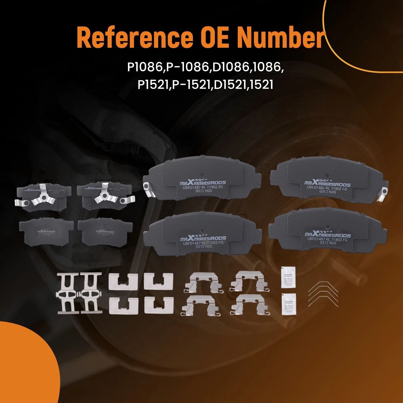8pcs Ceramic Brake Pads Set for Honda Accord Crosstour (2011) 1086 1521
