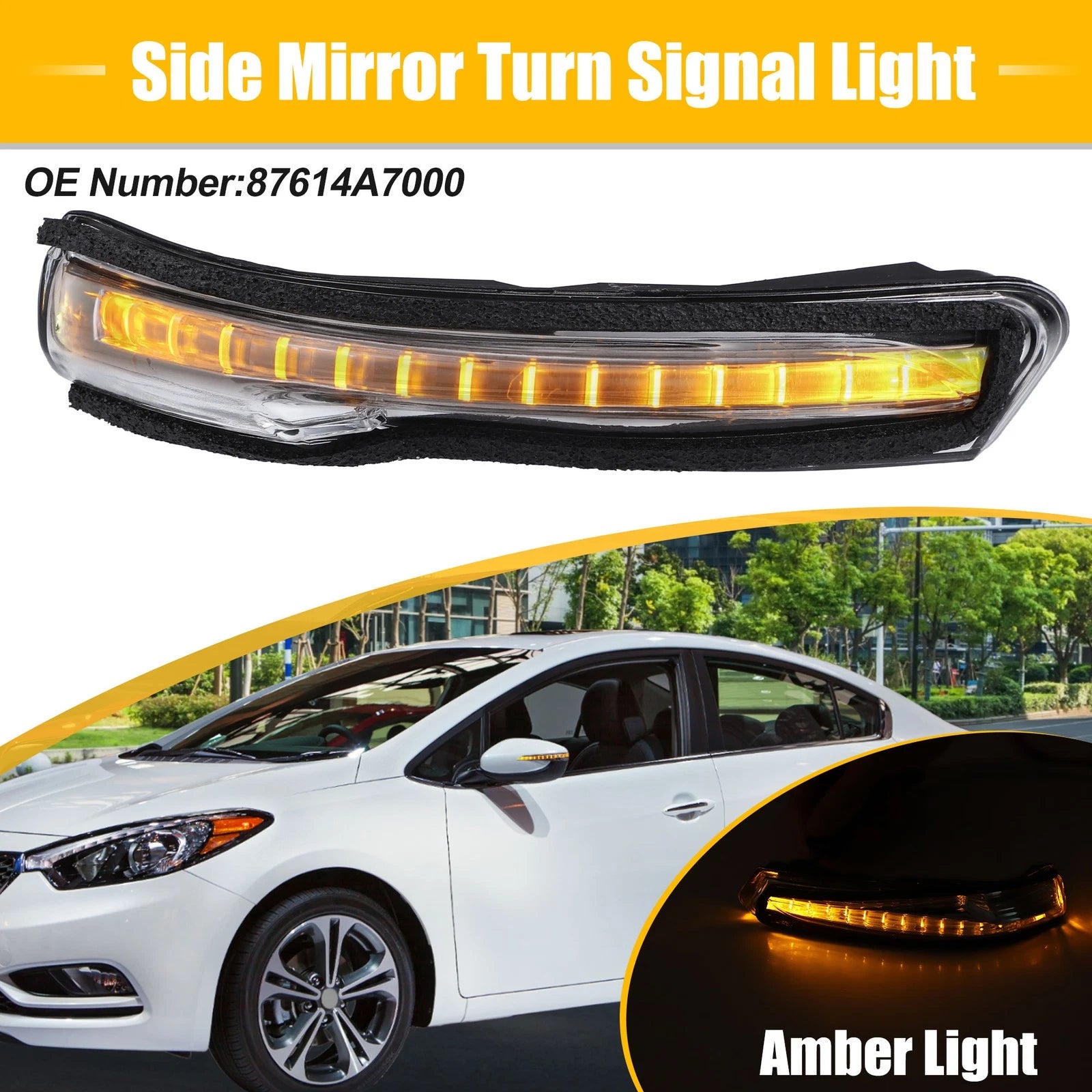 LED Right Side Mirror Turn Signal Amber Light for Kia Forte Forte5 (2014–2018)
