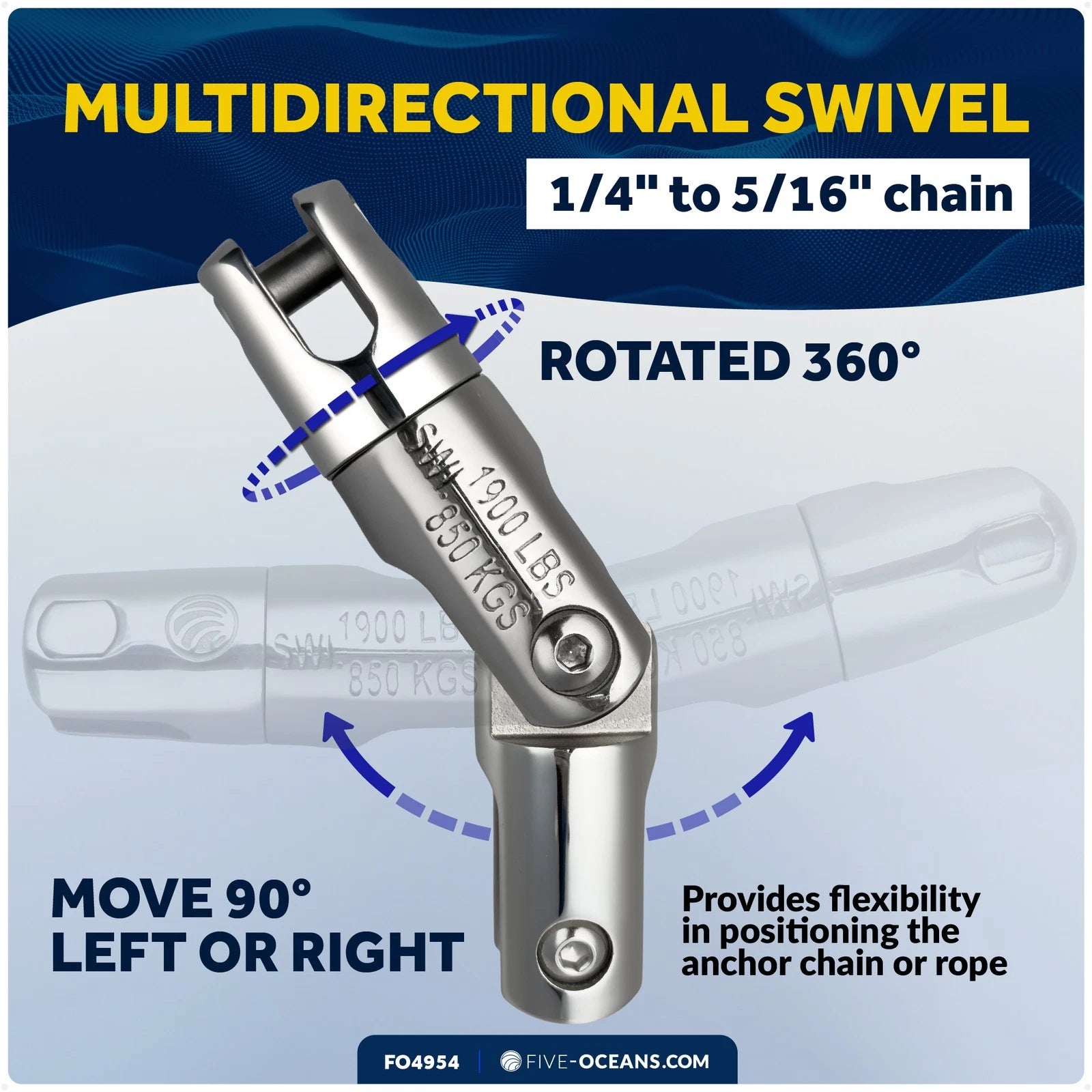 316 Stainless Steel Boat Anchor Swivel for 1/4" to 5/16" Chain