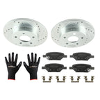 Rear Drilled Brake Rotors and Pads for Pontiac Pursuit 2006–2006 and Saturn Aura 2007–2009